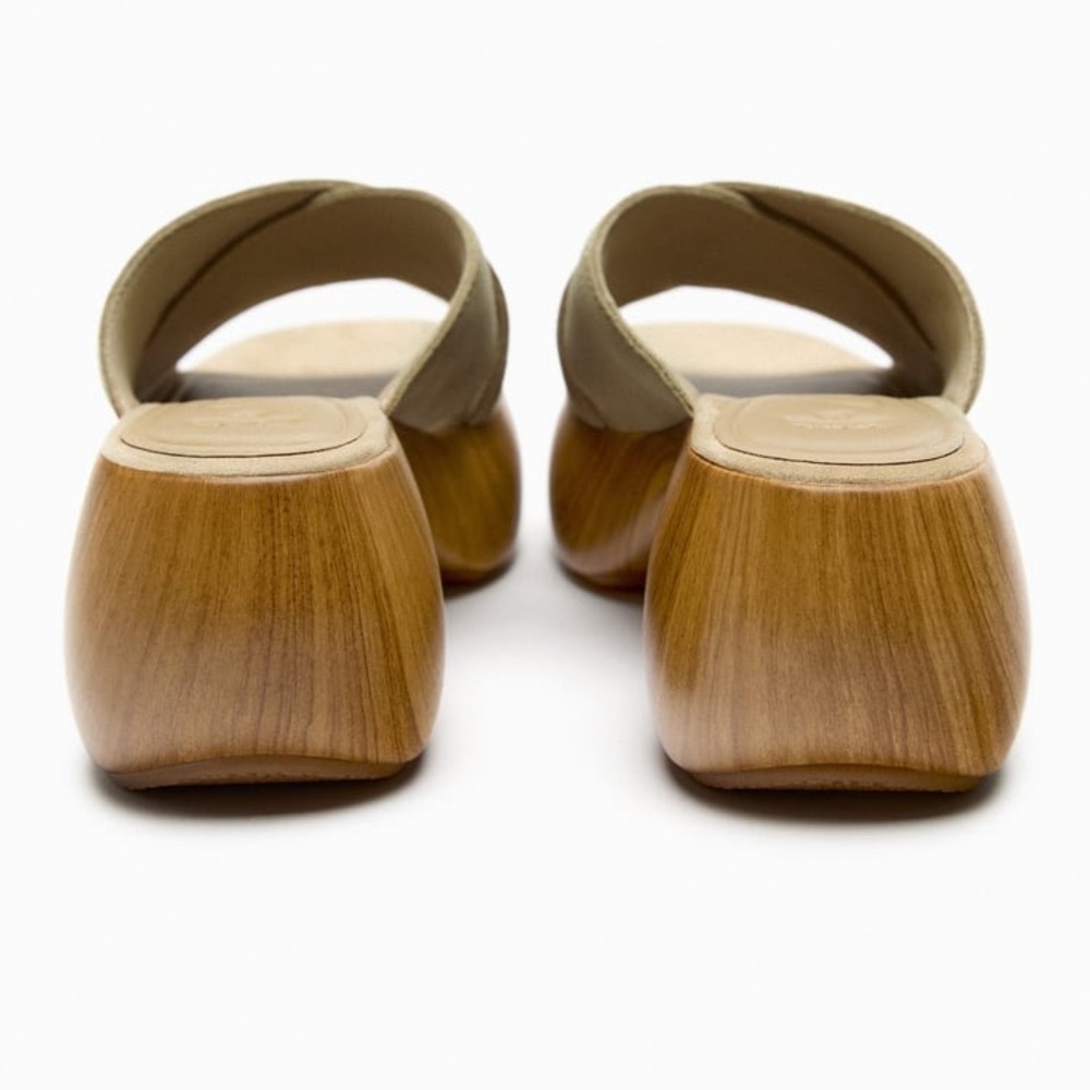 NWT. Zara Sand Brown Split Suede Sandals. Size 9. - Picture 6 of 9